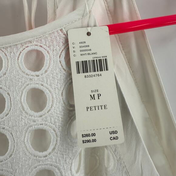 VINEET BAHL Anthropologie Dress SZ Petite Medium NWT Eyelet Halter Bridal White - Picture 9 of 16